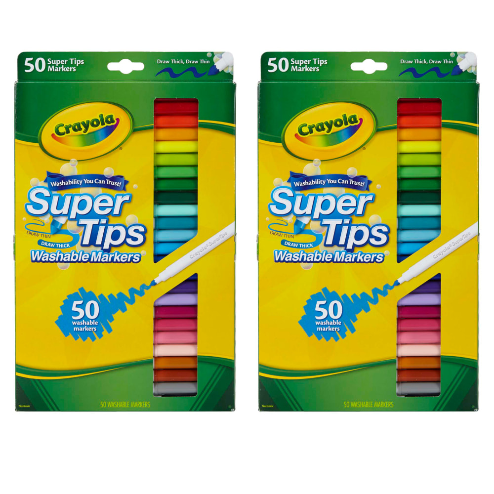 Crayola Super Tips Washable Markers, 50 Per Box, Set Of 2 Boxes MPN:BIN585050-2
