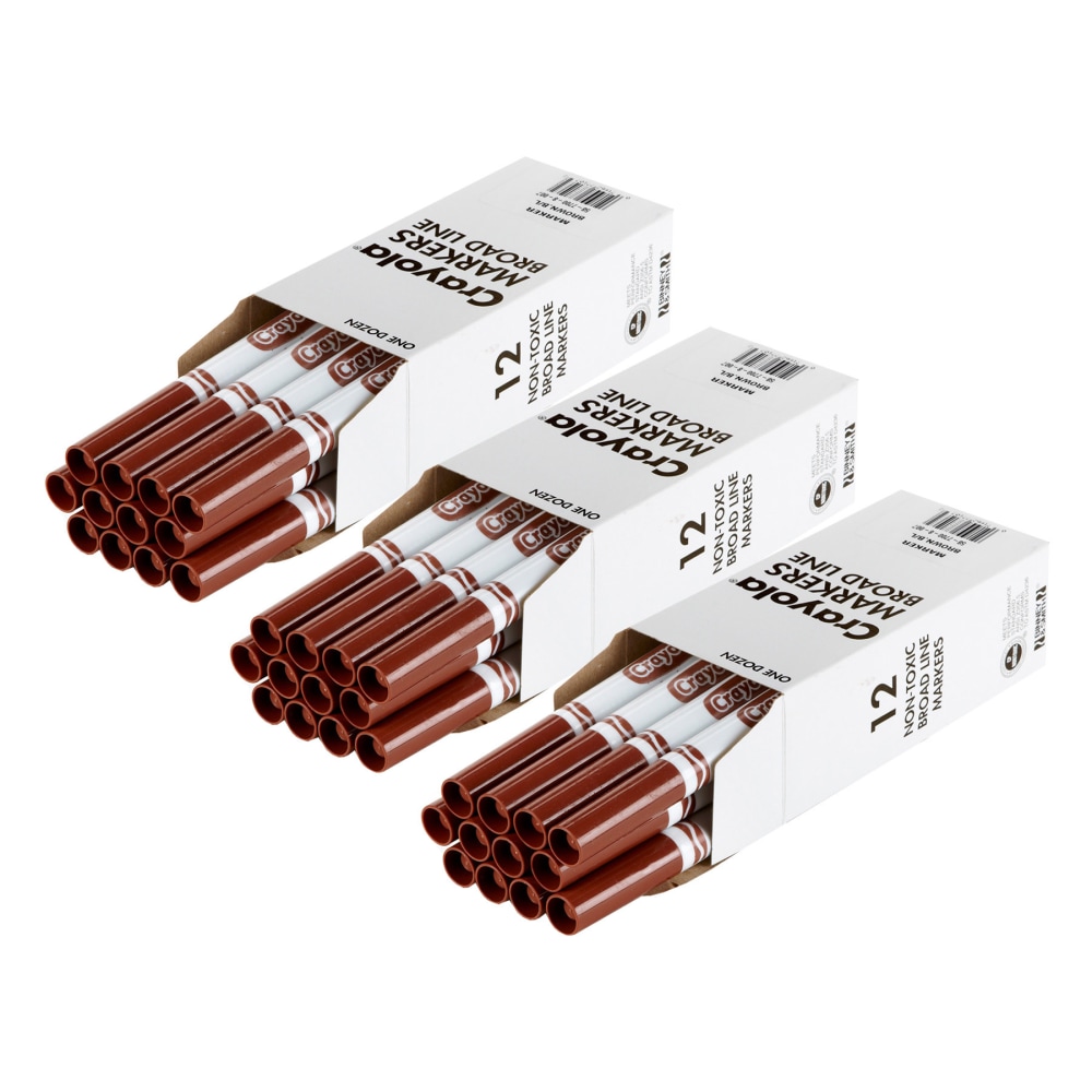 Crayola Bulk Markers, Conical Tip, Brown, 12 Per Pack, Set Of 3 Packs MPN:BIN587700007-3