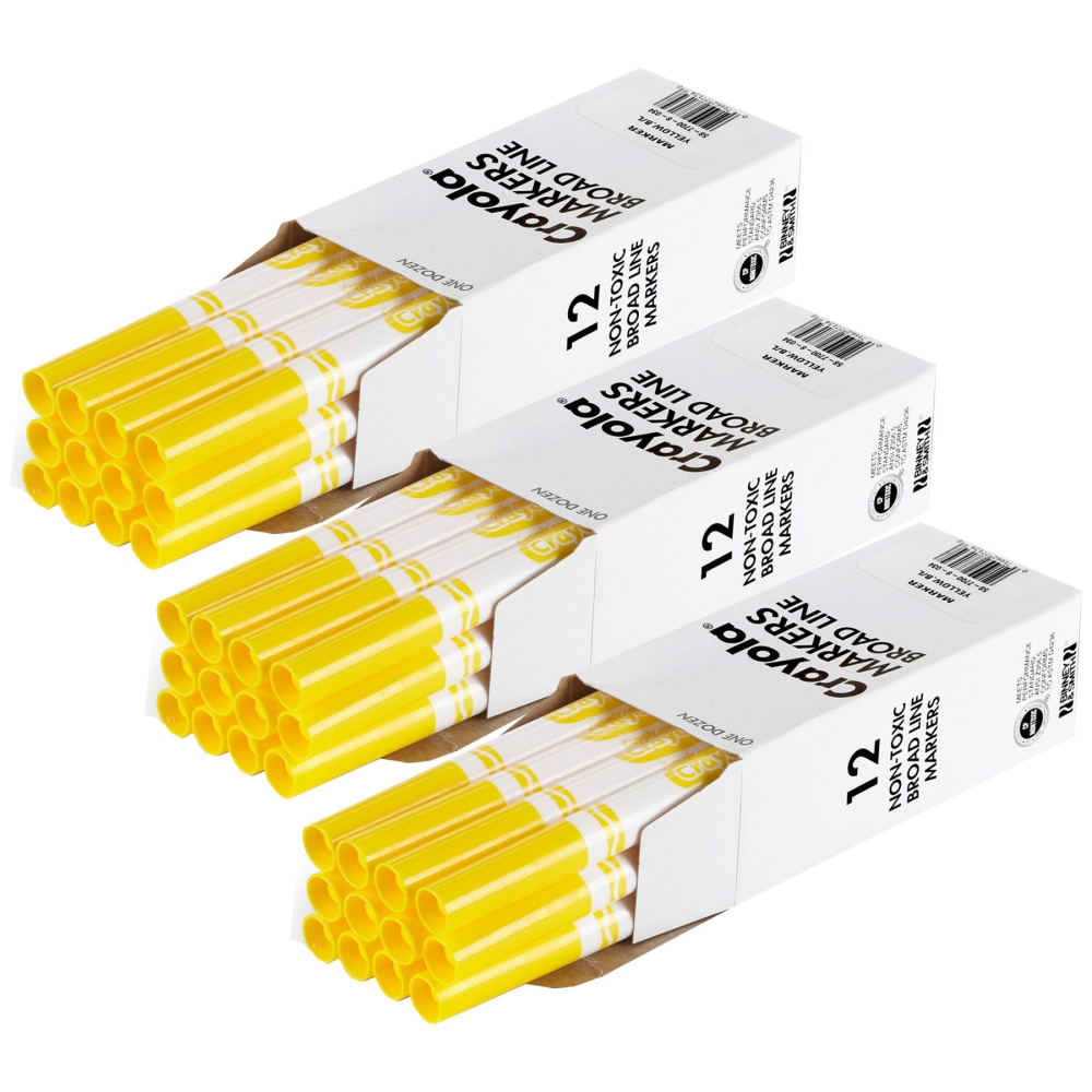 Crayola Bulk Markers, Conical Tip, Yellow, 12 Per Pack, Set Of 3 Packs MPN:BIN587700034-3