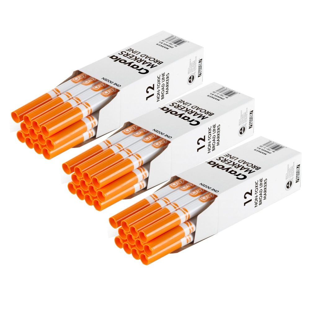 Crayola Bulk Markers, Conical Tip, Orange, 12 Per Pack, Set Of 3 Packs MPN:BIN587700036-3
