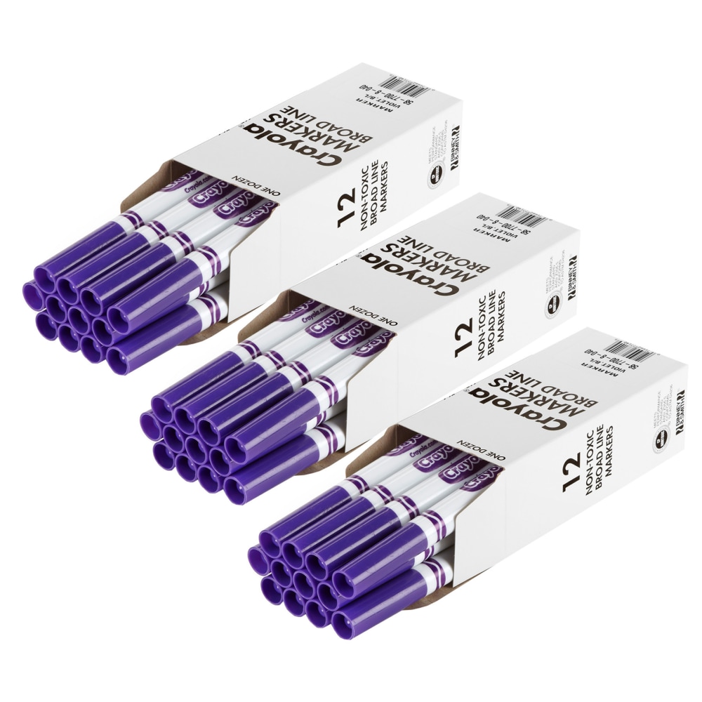Crayola Bulk Markers, Conical Tip, Violet (Purple), 12 Per Pack, Set Of 3 Packs MPN:BIN587700040-3