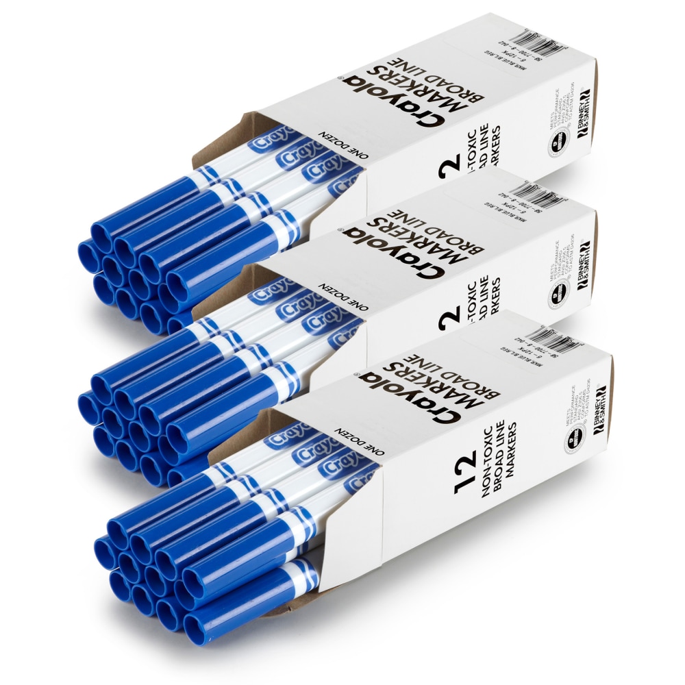 Crayola Bulk Markers, Conical Tip, Blue, 12 Per Pack, Set Of 3 Packs MPN:BIN587700042-3