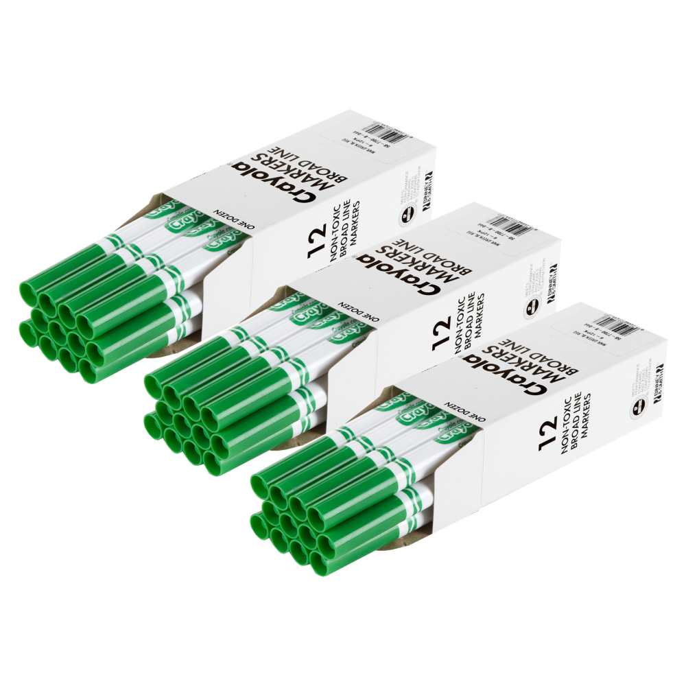 Crayola Bulk Markers, Conical Tip, Green, 12 Per Pack, Set Of 3 Packs MPN:BIN587700044-3