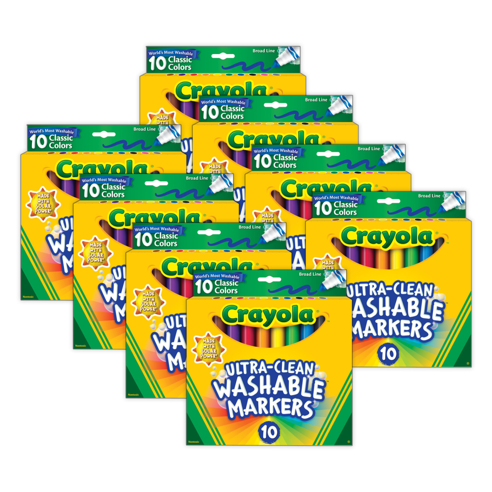 Crayola Ultra-Clean Markers, Broad Line, Classic Colors, 10 Per Pack, Set Of 8 Packs MPN:BIN587851-8