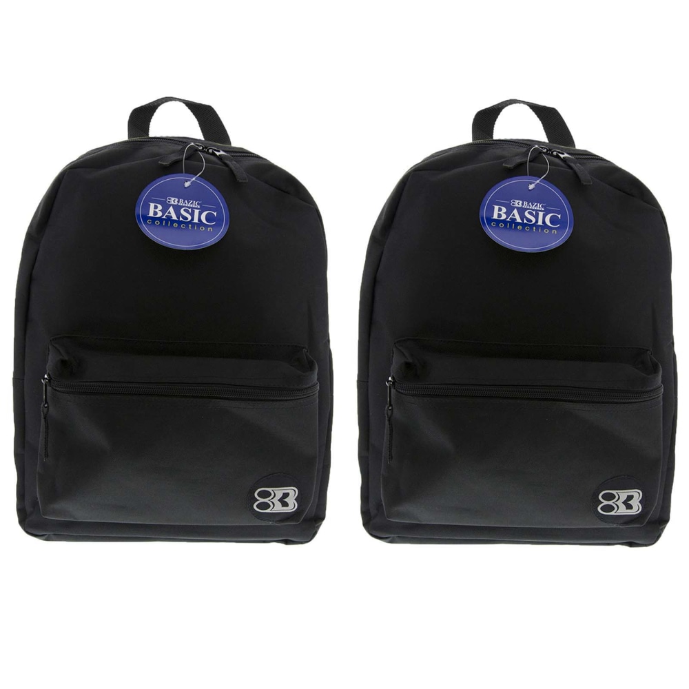 BAZIC Products 16in Basic Backpacks, Black, Pack Of 2 Backpacks MPN:BAZ1030-2