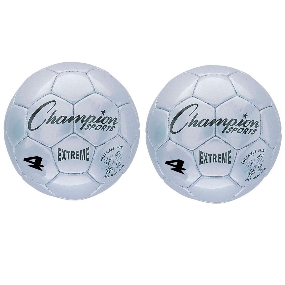 Champion Sports Extreme Soccer Balls, Size 4, Silver, Pack Of 2 Balls MPN:CHSEX4SL-2