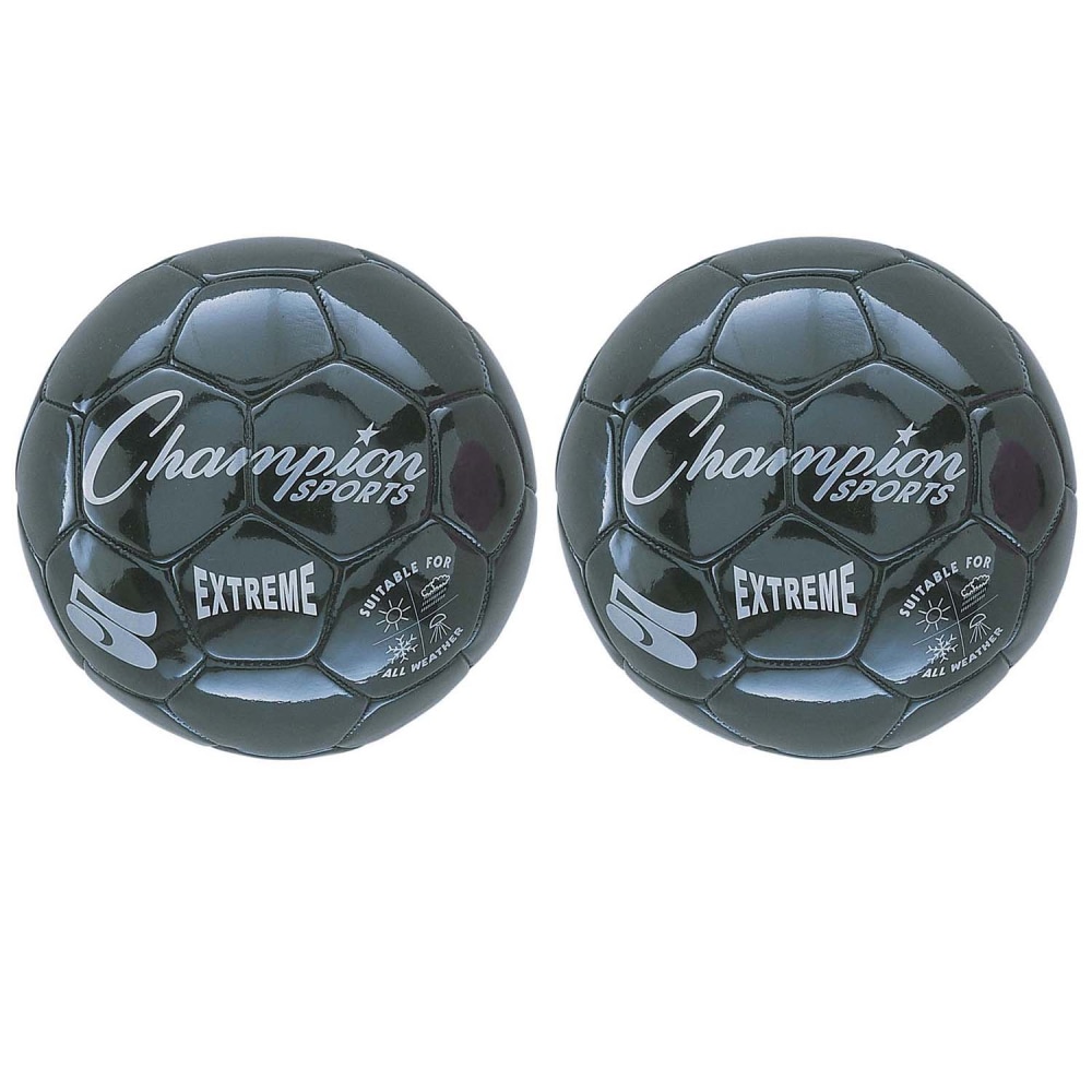 Champion Sports Extreme Soccer Balls, Size 5, Black, Pack Of 2 Balls MPN:CHSEX5BK-2