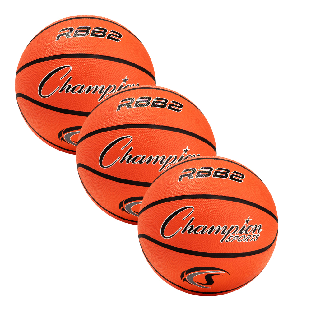 Champion Sports Rubber Basketballs, Size 5, Orange/Black, Pack Of 3 Balls MPN:CHSRBB2-3