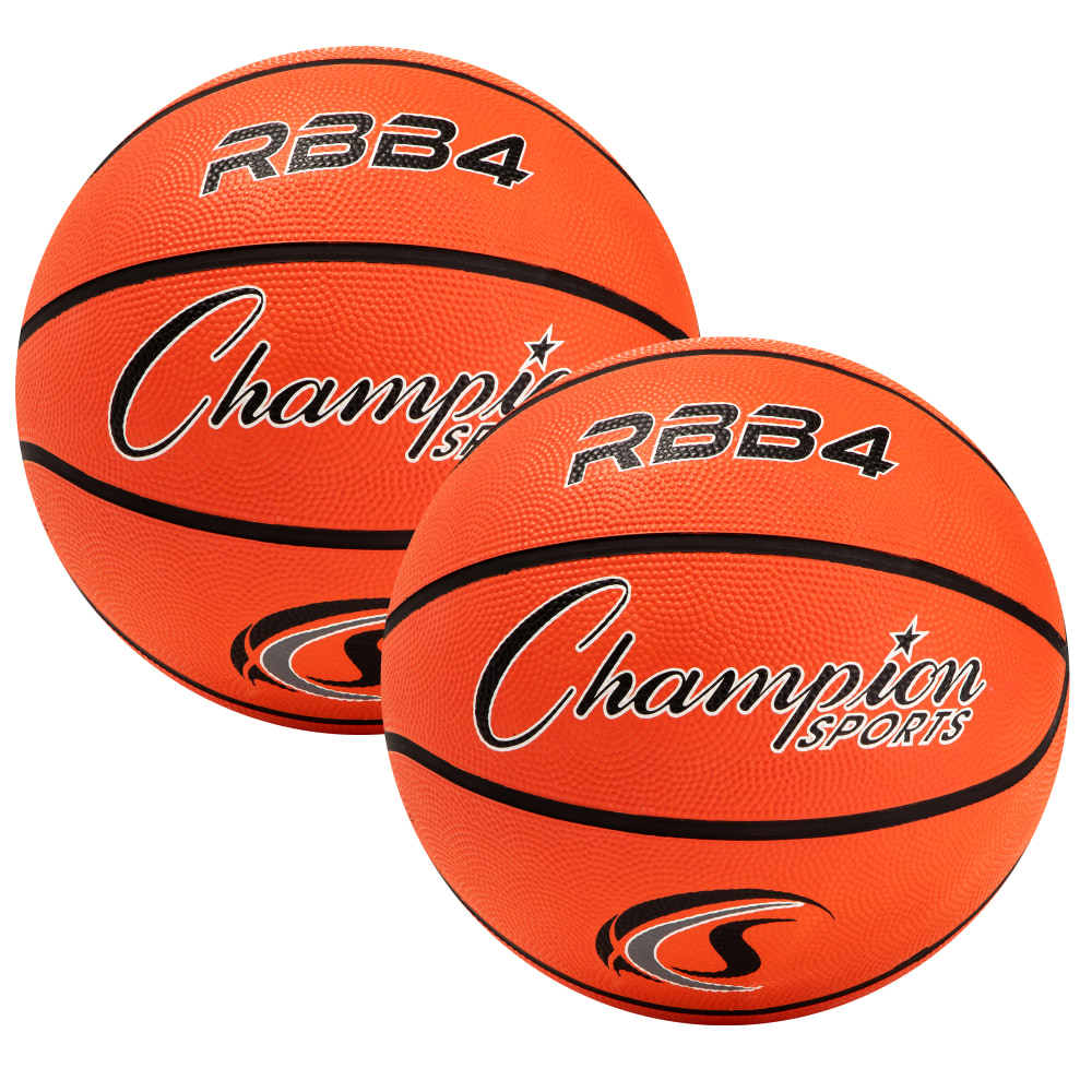Champion Sports Rubber Basketballs, Size 6, Coral Orange/Orange, Pack Of 2 Balls MPN:CHSRBB4-2