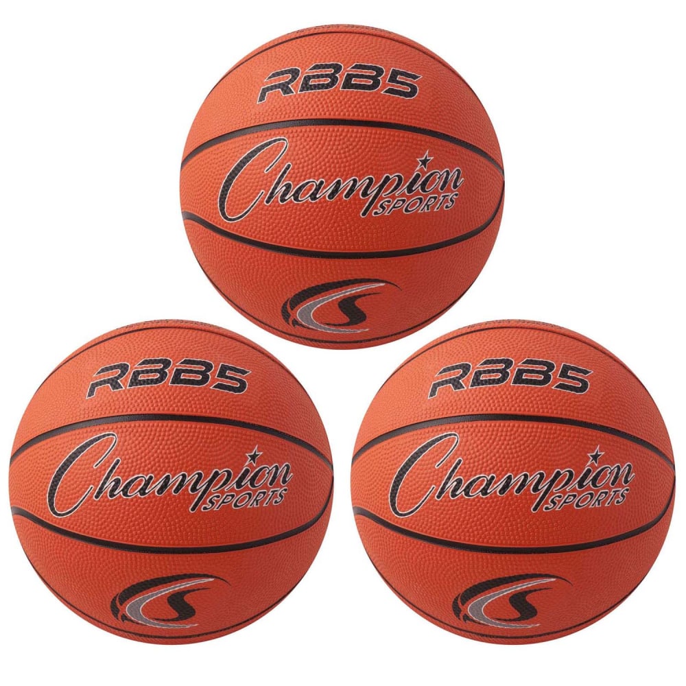 Champion Sports Rubber Basketballs, Mini Size 3, Orange/Black, Pack Of 3 Balls MPN:CHSRBB5-3