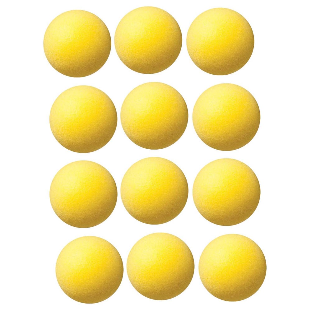 Champion Sports Uncoated Regular Density Foam Balls, 4in, Yellow, Pack Of 12 Balls MPN:CHSRD4-12