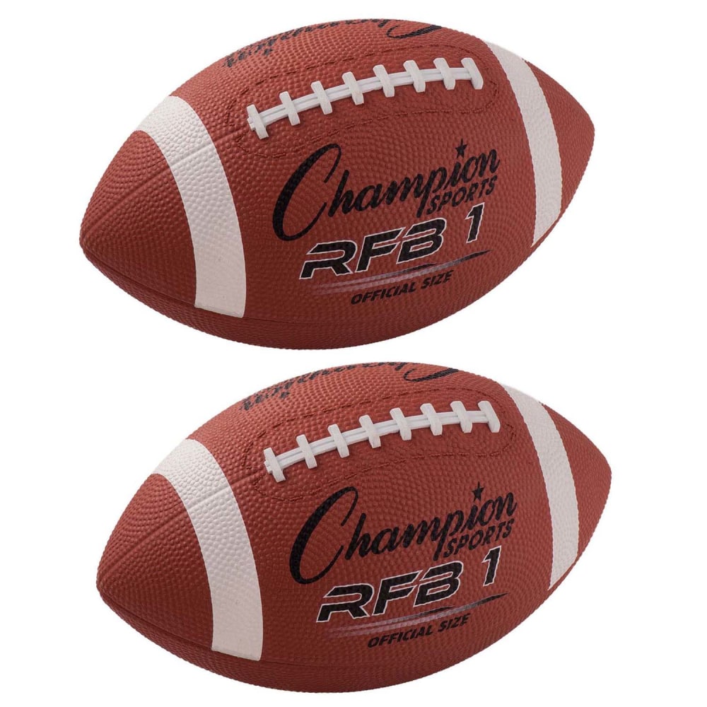 Champion Sports Rubber Footballs, Official Size, Brown, Pack Of 2 Balls MPN:CHSRFB1-2
