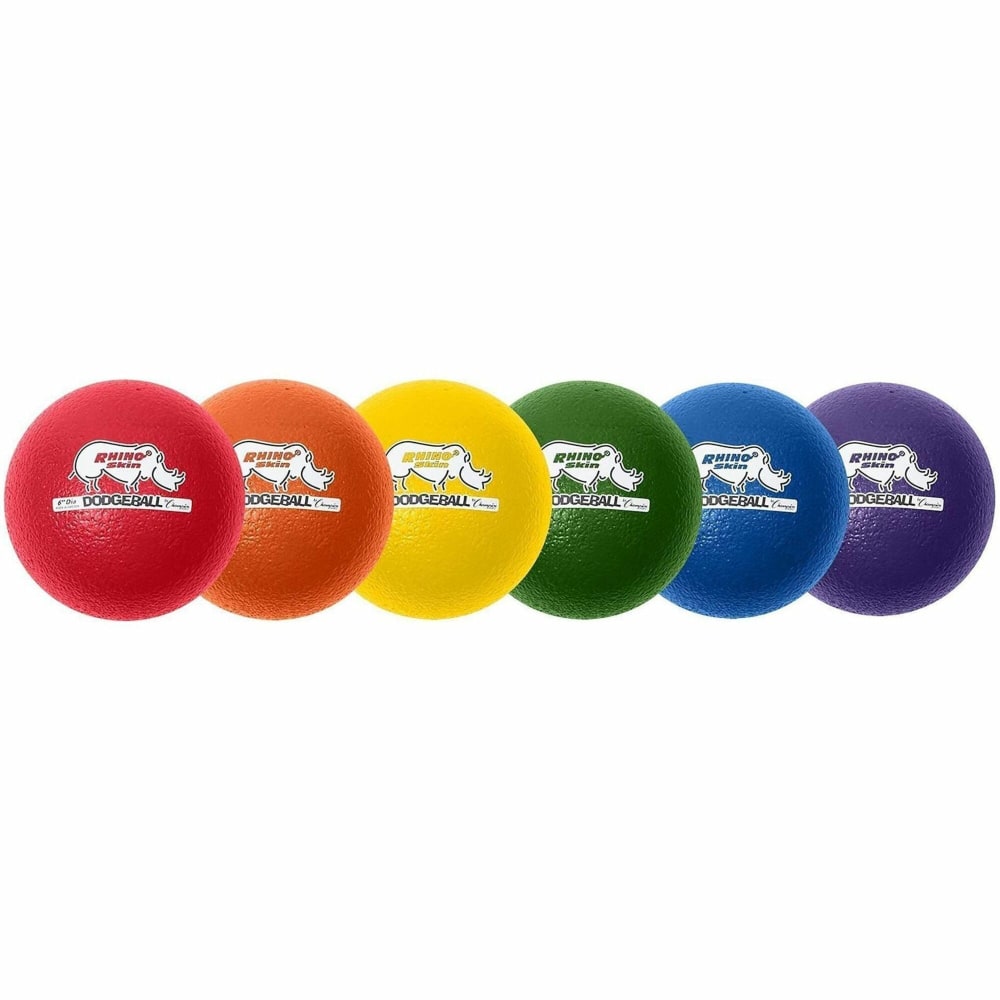 Champion Sports Rhino Skin 6-Inch Low Bounce Dodgeball Set, Assorted Colors, Set of 6 MPN:CHSRXD6SET