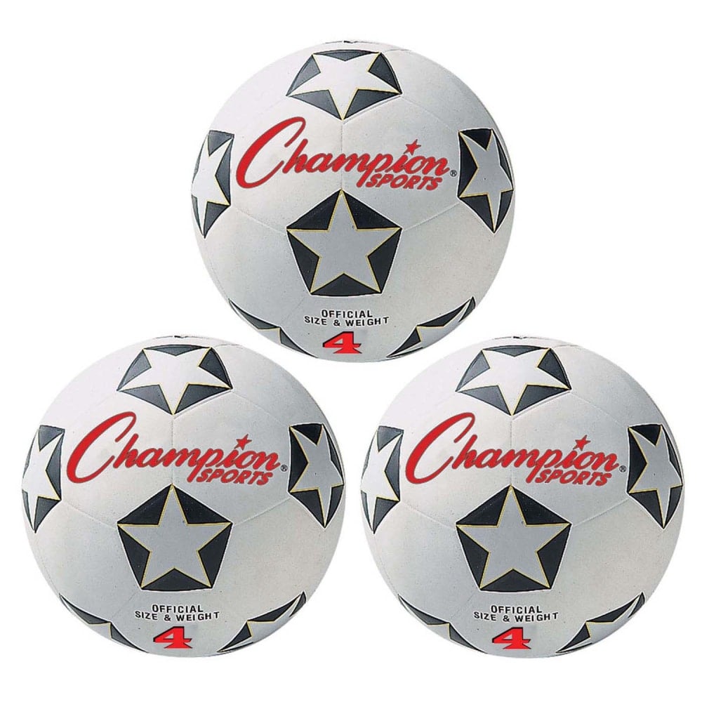 Champion Sports Rubber Soccer Balls, Size 4, Black/White, Pack Of 3 Balls MPN:CHSSRB4-3