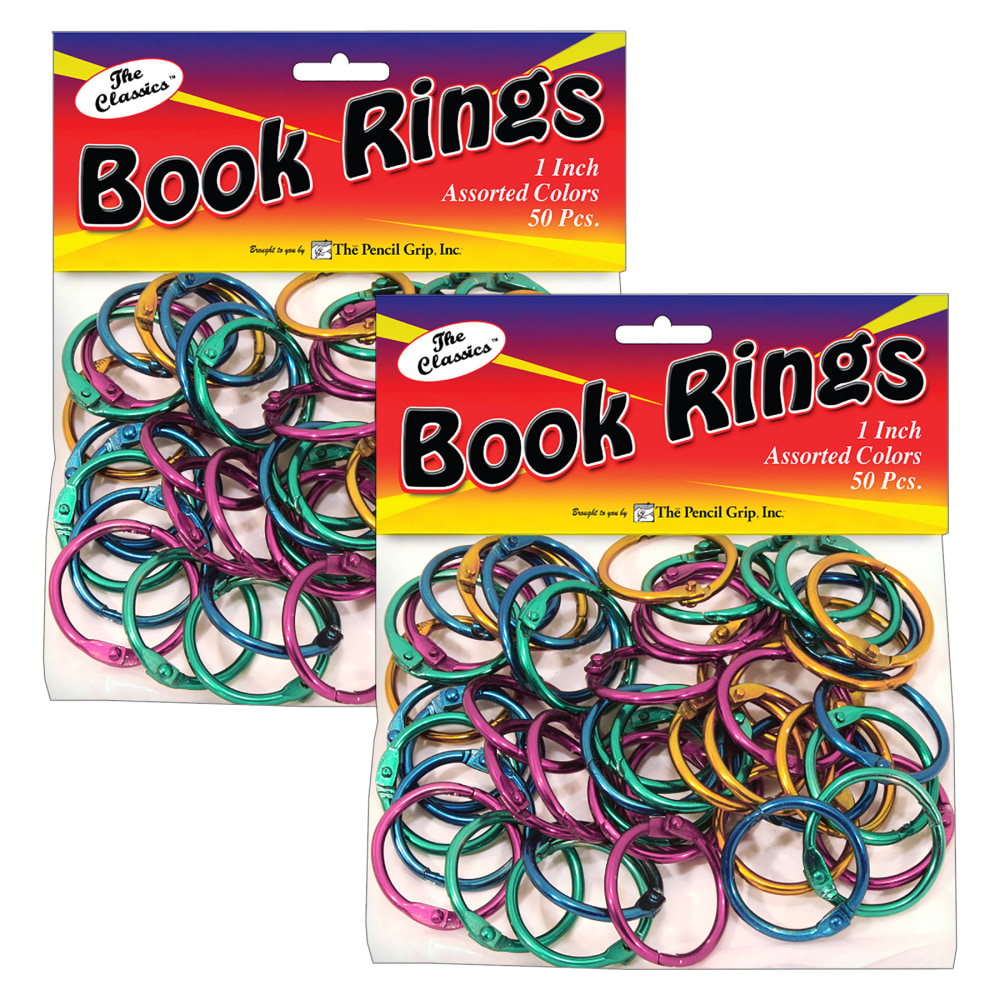 The Pencil Grip Book Rings, 1in, Assorted, 50 Rings Per Pack, Set Of 2 Packs MPN:TPG189-2