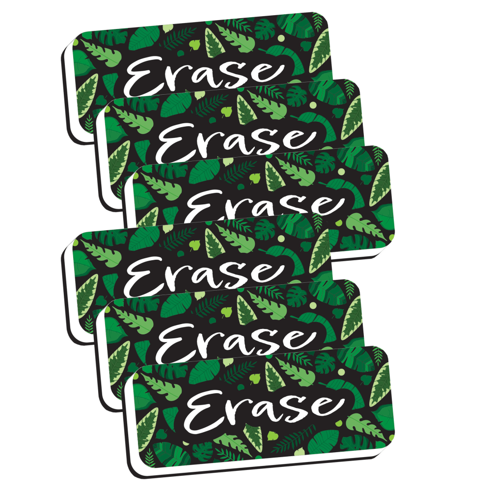 Ashley Productions Magnetic Whiteboard Eraser, Greenery With Erase, 2in x 5in, Pack Of 6 MPN:ASH09980-6