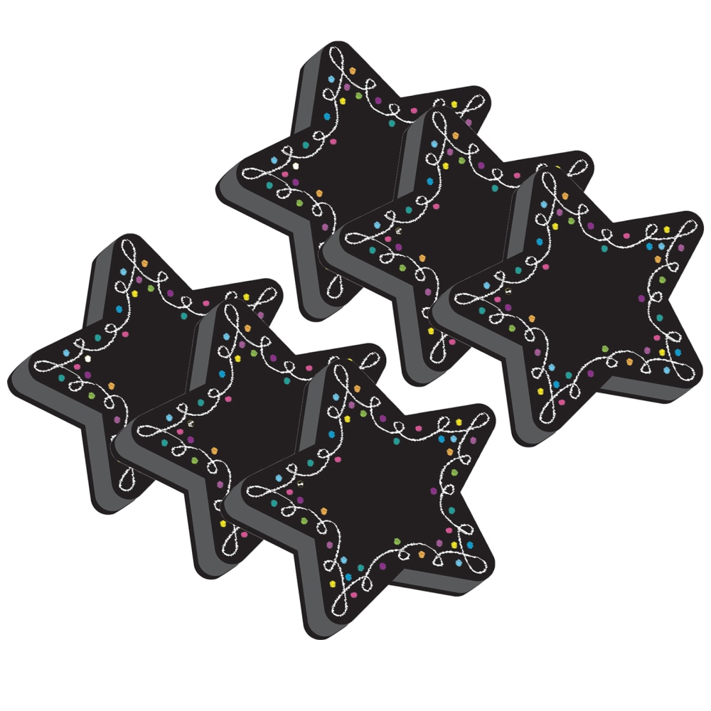 Ashley Productions Magnetic Whiteboard Erasers, 3-3/4in x 3-3/4in, Star Chalk, Pack Of 6 Erasers MPN:ASH09989-6