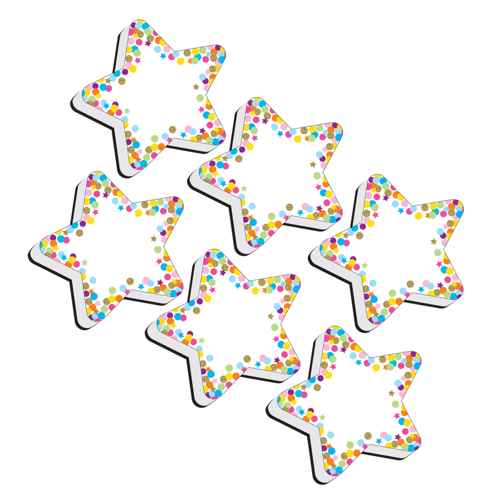Ashley Productions Magnetic Whiteboard Erasers, 3-3/4in x 3-3/4in, Star Confetti, Pack Of 6 Erasers MPN:ASH09990-6