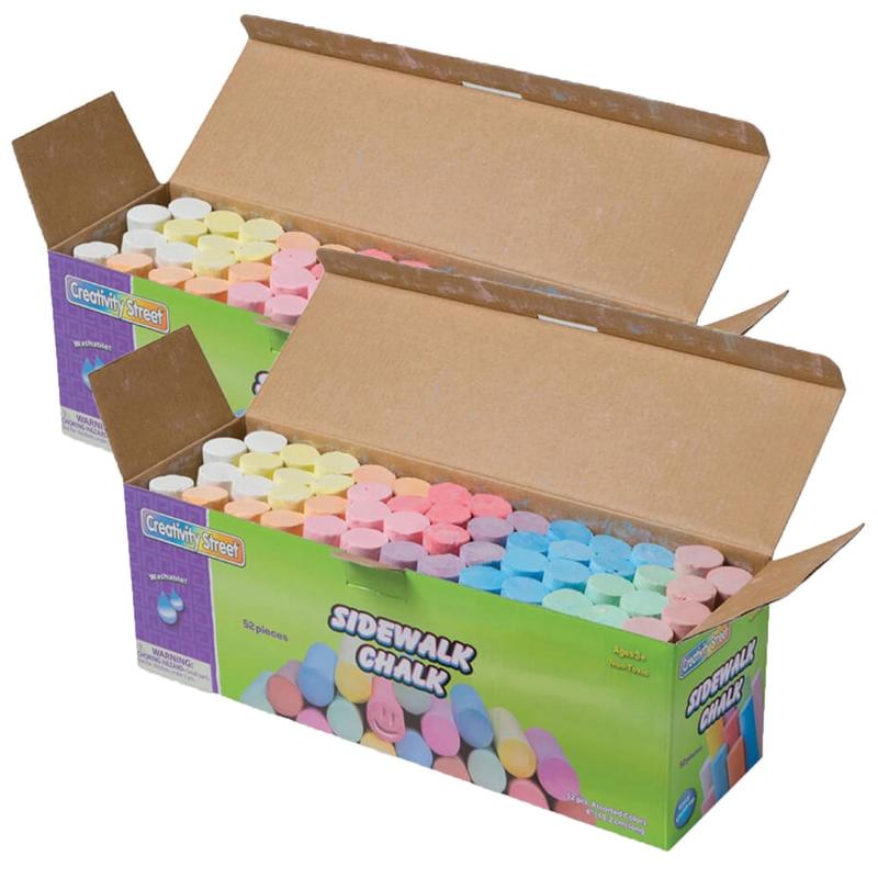 Creativity Street Sidewalk Chalk, 4in, Assorted Colors, 52 Pieces Per Box, Pack Of 2 Boxes MPN:PACAC1752-2