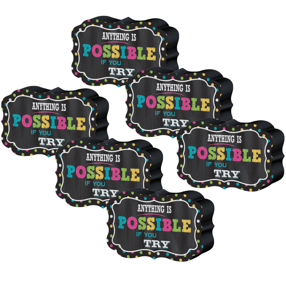 Teacher Created Resources Magnetic Whiteboard Erasers, 2-1/2in x 4in, Multicolor, Pack Of 6 Erasers MPN:TCR77289-6