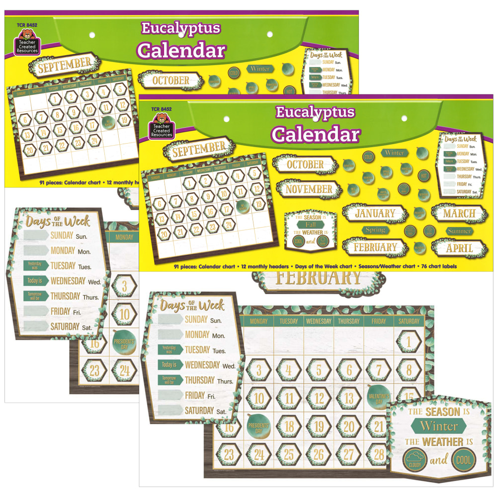 Teacher Created Resources Eucalyptus Calendar Bulletin Board Sets, Pack Of 2 MPN:TCR8452-2