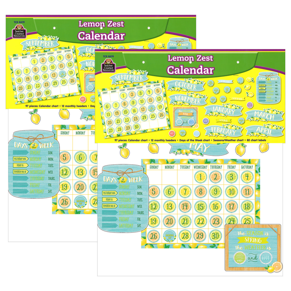 Teacher Created Resources Lemon Zest Calendar Bulletin Board Set, Set Of 2 MPN:TCR8479-2
