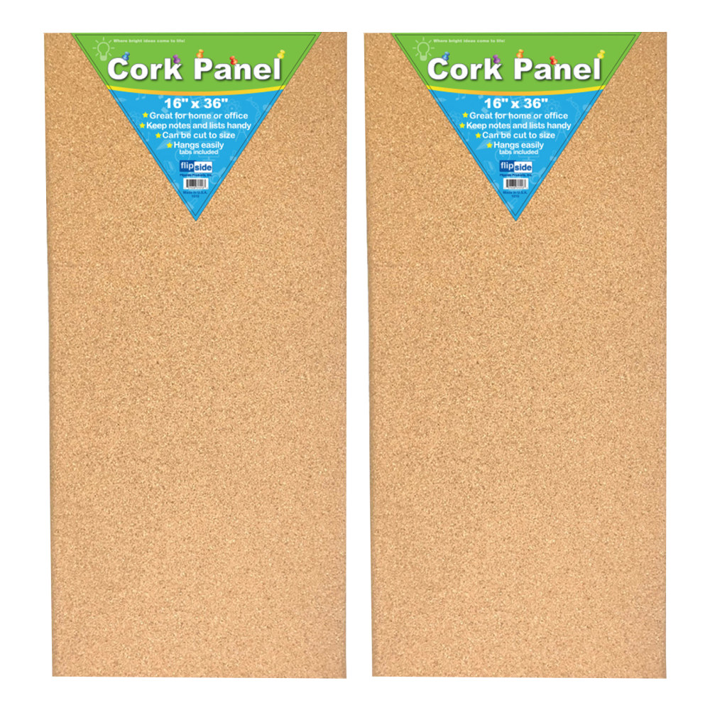 Flipside Cork Panels, 36inH x 16inW x 1/2inD, Brown, Pack Of 2 Panels MPN:FLP37016-2