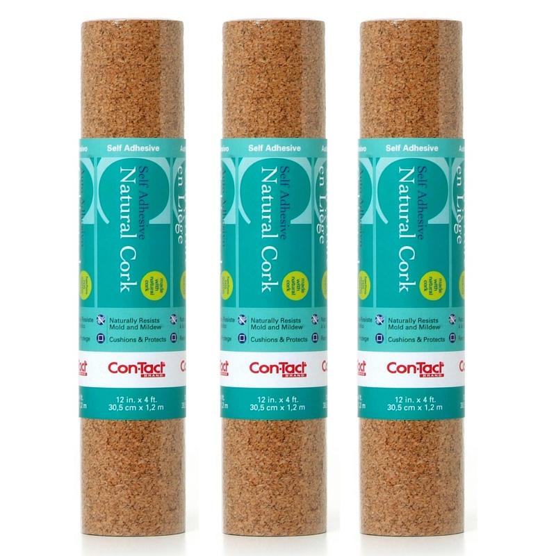 Kittrich Con-Tact Adhesive Rolls, 12in x 4ft, Cork, Pack Of 3 Rolls MPN:KIT04F12642006-3