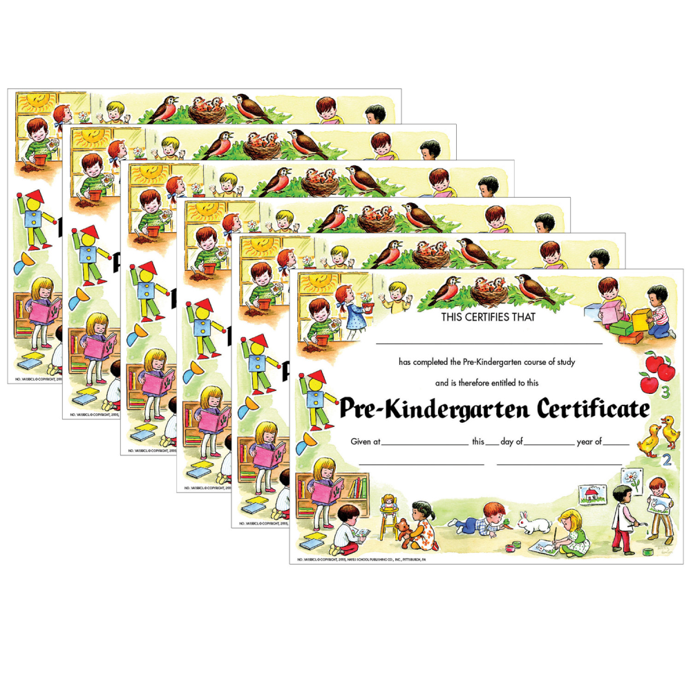 Hayes Publishing Pre-Kindergarten Certificate, 30 Per Pack, Set Of 6 Packs MPN:H-VA199CL-6