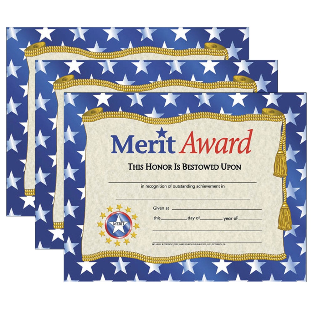Hayes Publishing Merit Award Certificate, 8.5in x 11in, 30 Per Pack, Set Of 3 Packs MPN:H-VA507-3
