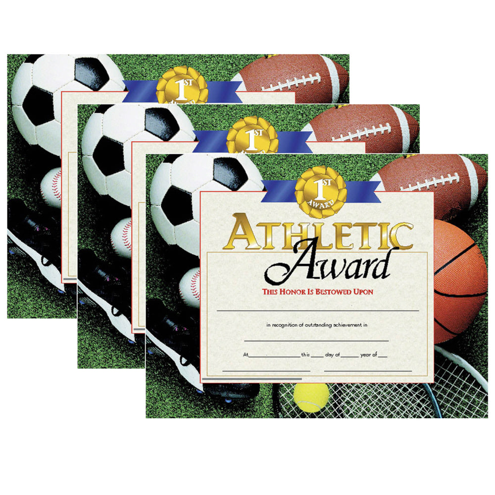 Hayes Certificates, 8-1/2in x 11in, Athletic Award, 30 Certificates Per Pack, Set Of 3 Packs MPN:H-VA526-3