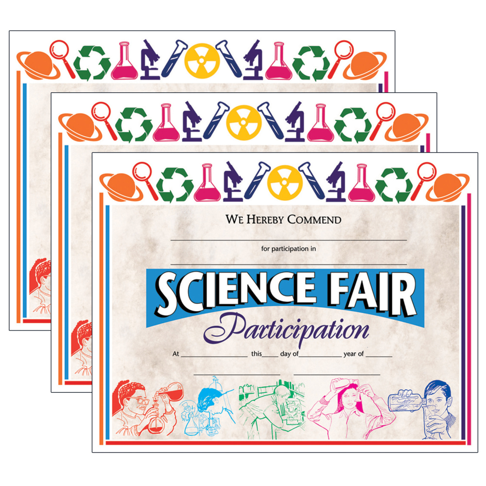 Hayes Certificates, 8-1/2in x 11in, Science Fair Participation, 30 Certificates Per Pack, Set Of 3 Packs MPN:H-VA572-3