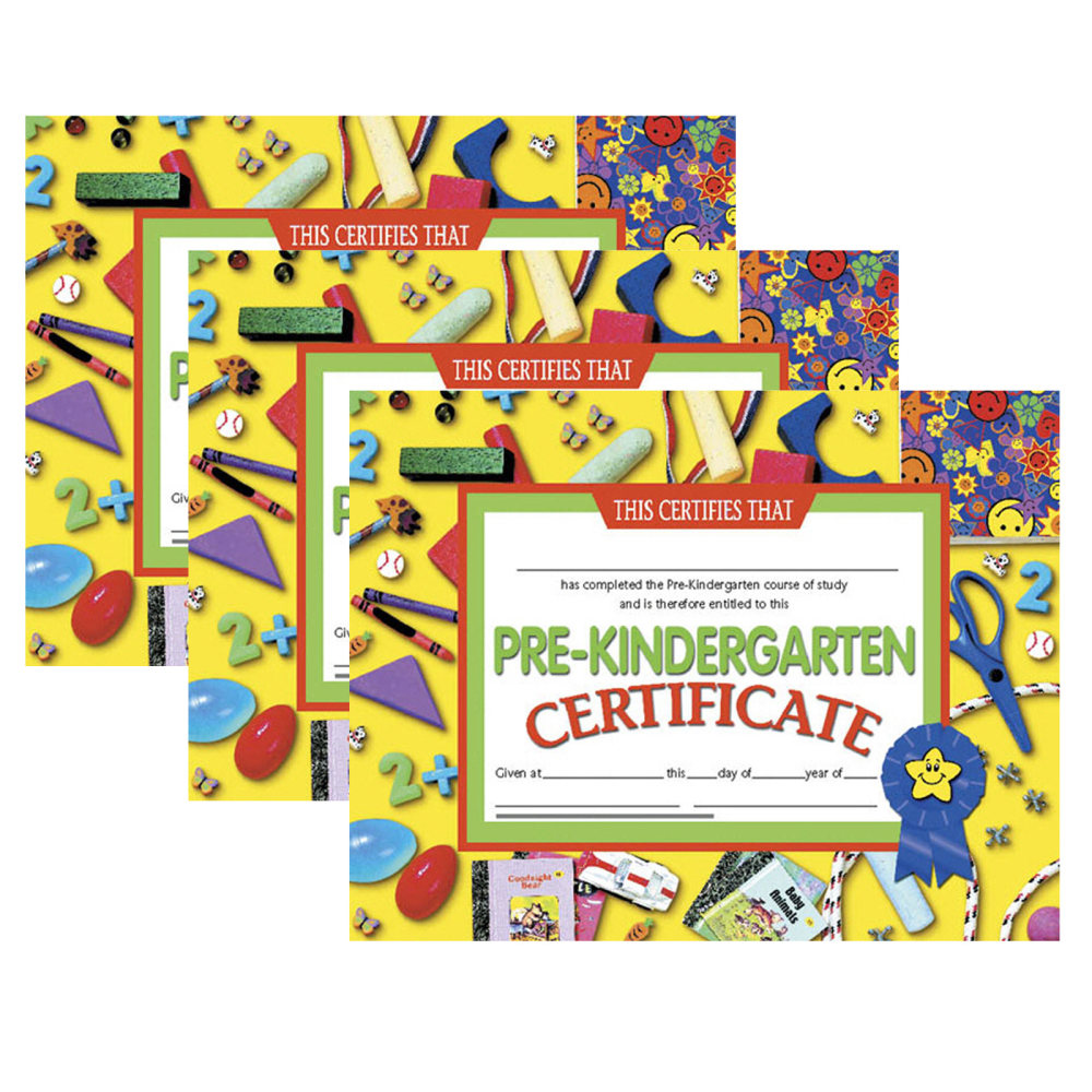 Hayes Certificates, 8-1/2in x 11in, Pre-Kindergarten, 30 Certificates Per Pack, Set Of 3 Packs, HVA6003 MPN:H-VA600-3