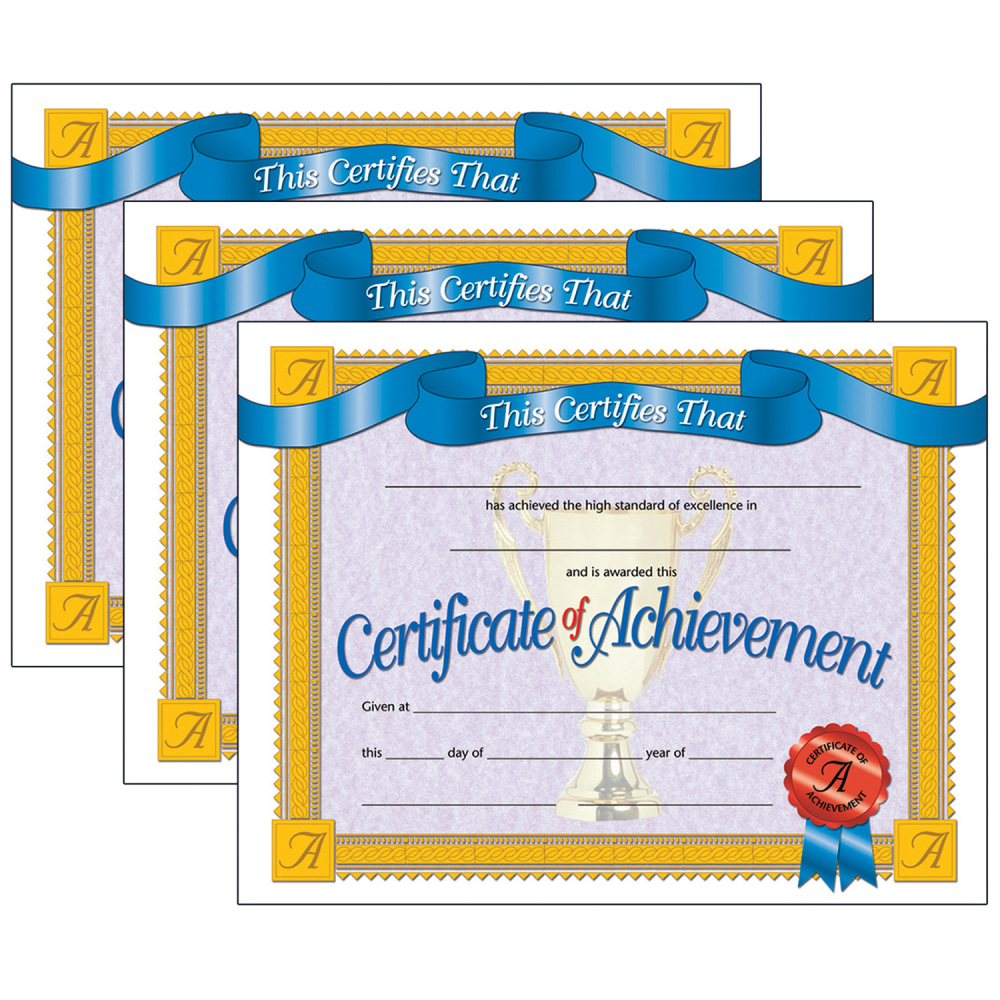 Hayes Certificates, 8-1/2in x 11in, Achievement, Ribbon, 30 Certificates Per Pack, Set Of 3 Packs MPN:H-VA608-3