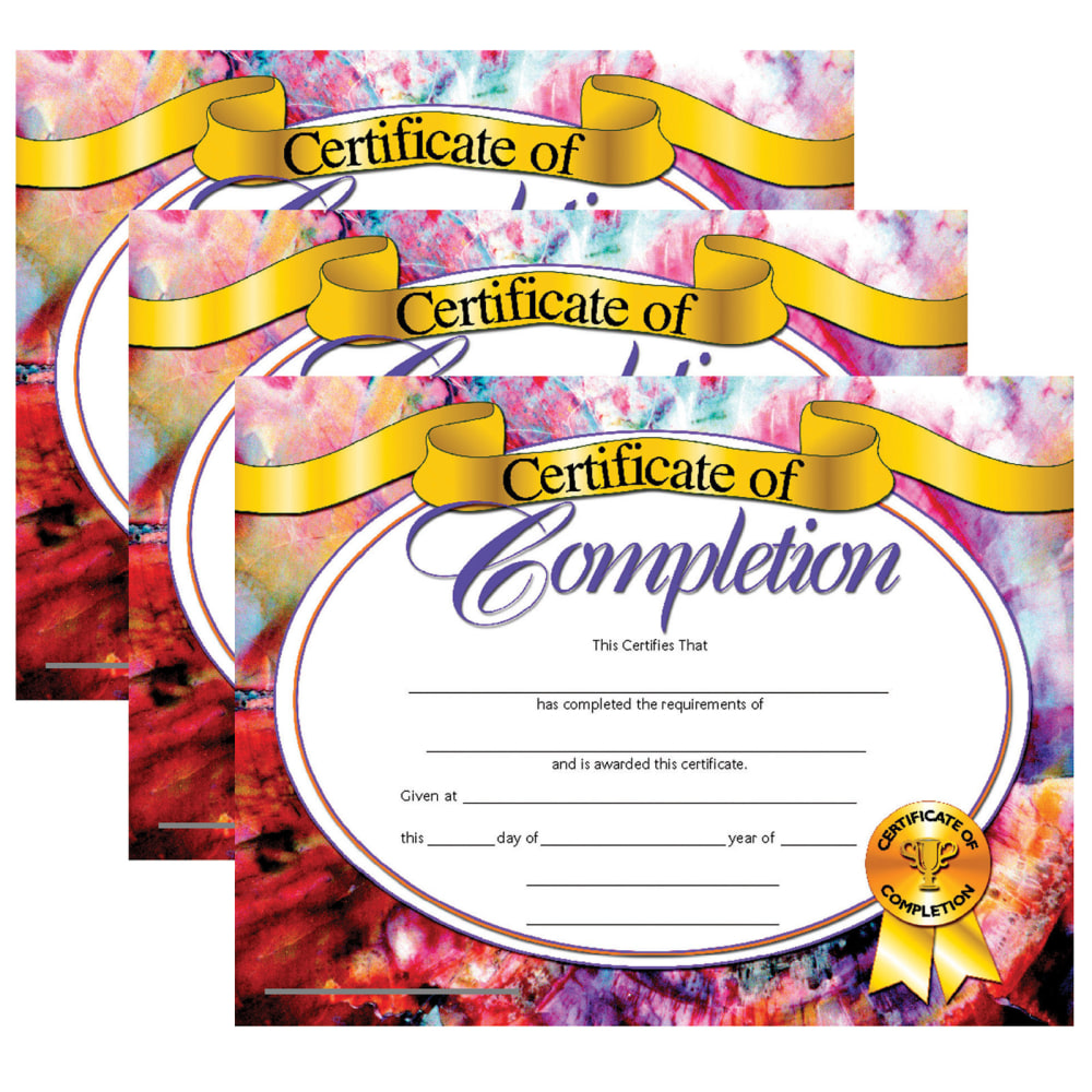 Hayes Publishing Certificate Of Completion, 8.5in x 11in, 30 Per Pack, Set Of 3 Packs, HVA6243 MPN:H-VA624-3