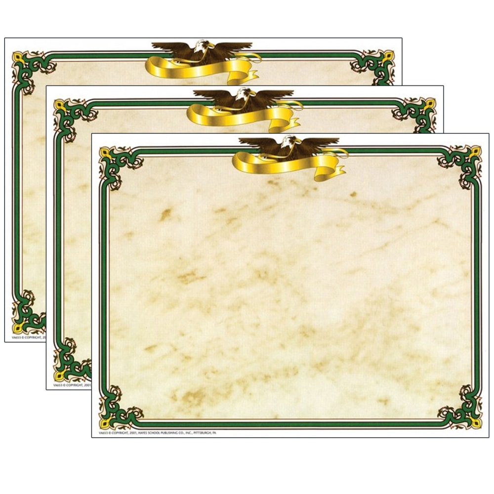 Hayes Publishing Eagle Border Certificate, 8.5in x 11in, 50 Per Pack, Set Of 3 Packs MPN:H-VA653-3