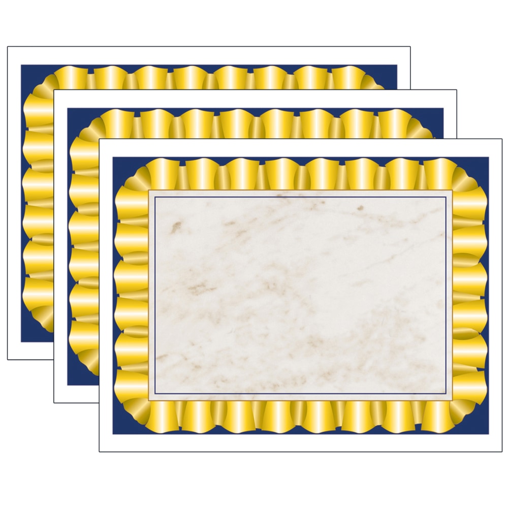 Hayes Certificates, 8-1/2in x 11in, Gold Ribbon Border, 50 Certificates Per Pack, Set Of 3 Packs MPN:H-VA669-3