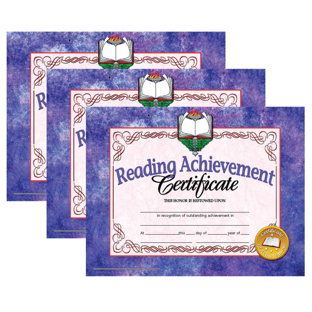 Hayes Certificates, 8-1/2in x 11in, Reading Achievement, 30 Certificates Per Pack, Set Of 3 Packs, HVA6773 MPN:H-VA677-3