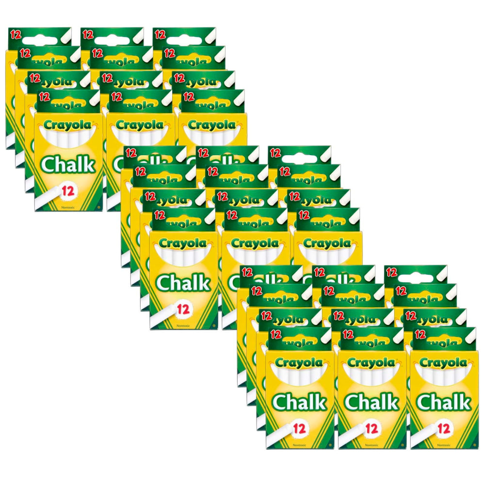 Crayola White Chalk Sticks, White, 12 Sticks Per Box, Set Of 36 Boxes MPN:BIN320-36