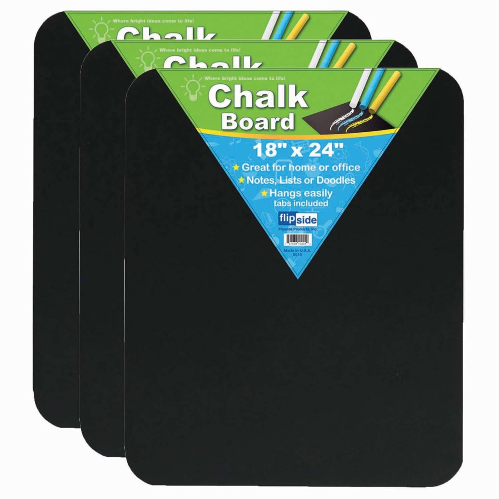 Flipside Chalkboards, 18in x 24in, Black, Pack Of 3 Boards MPN:FLP10204-3