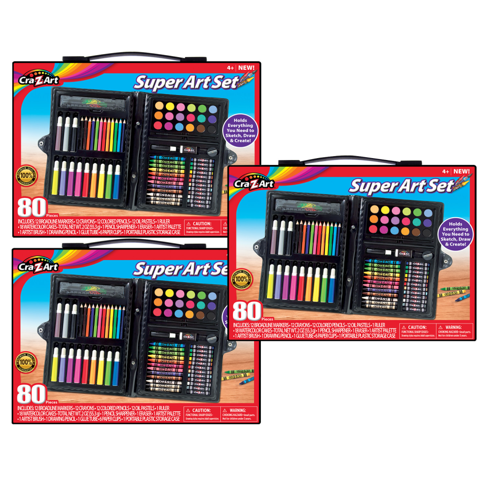 Cra-Z-Art Art Set, 80 Pieces Per Set, Pack Of 3 Sets MPN:CZA110076-3