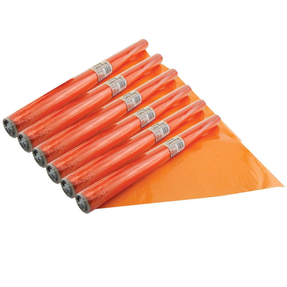 Hygloss Cello-Wrap Rolls, 20in x 12-1/2ft, Orange, Pack Of 6 Rolls MPN:HYG71504-6
