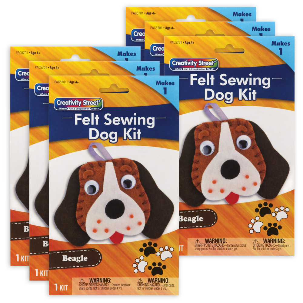 Creativity Street Felt Sewing Animal Kits, 5in x 5-1/2in x 1in, Beagle, Set Of 6 Kits MPN:PACAC5701-6