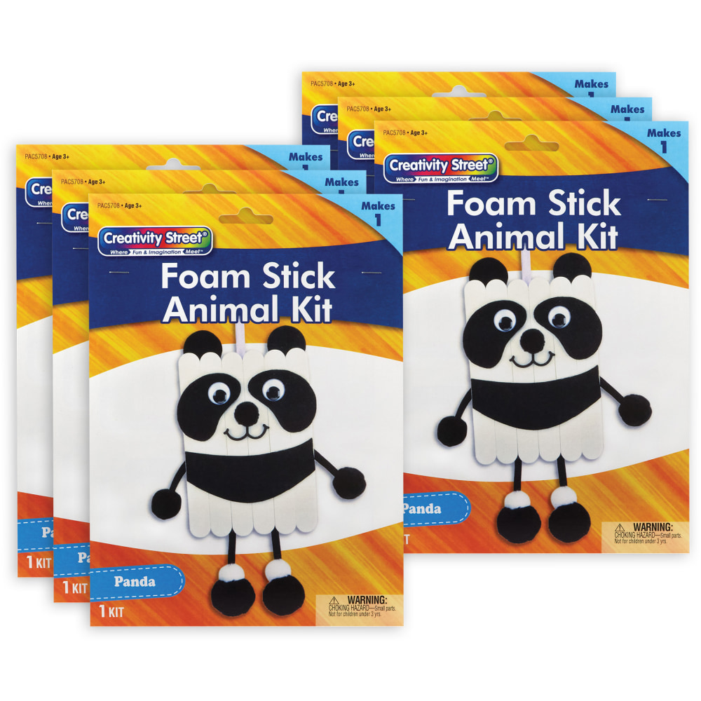 Creativity Street Foam Stick Animal Kits, 11-1/4in x 7in x 1in, Panda, Set Of 6 Kits MPN:PACAC5708-6