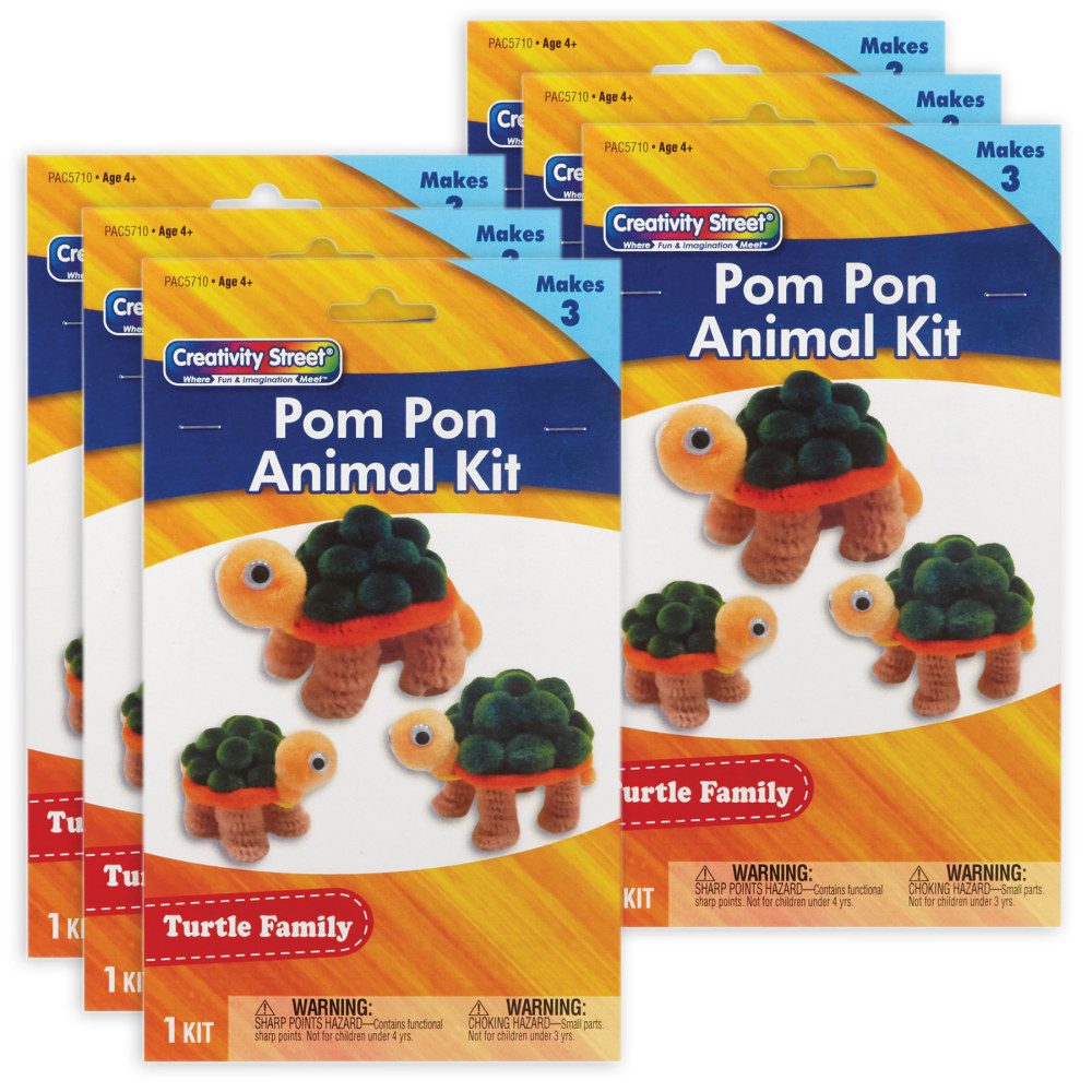 Creativity Street Pom Pom Animal Kits, Turtle Family, 3 Animals Per Kit, Set Of 6 Kits MPN:PACAC5710-6
