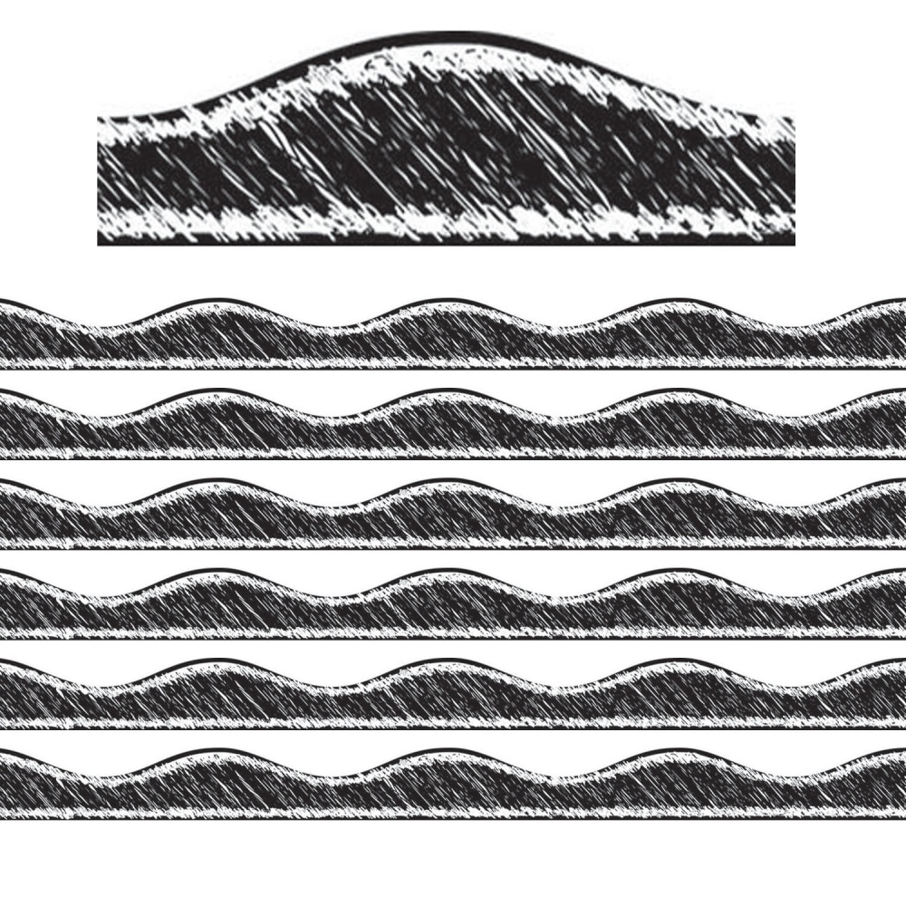 Ashley Productions Magnetic Borders, Black Scribble Chalk, 12 Borders Per Pack, Set Of 6 Packs MPN:ASH10212-6