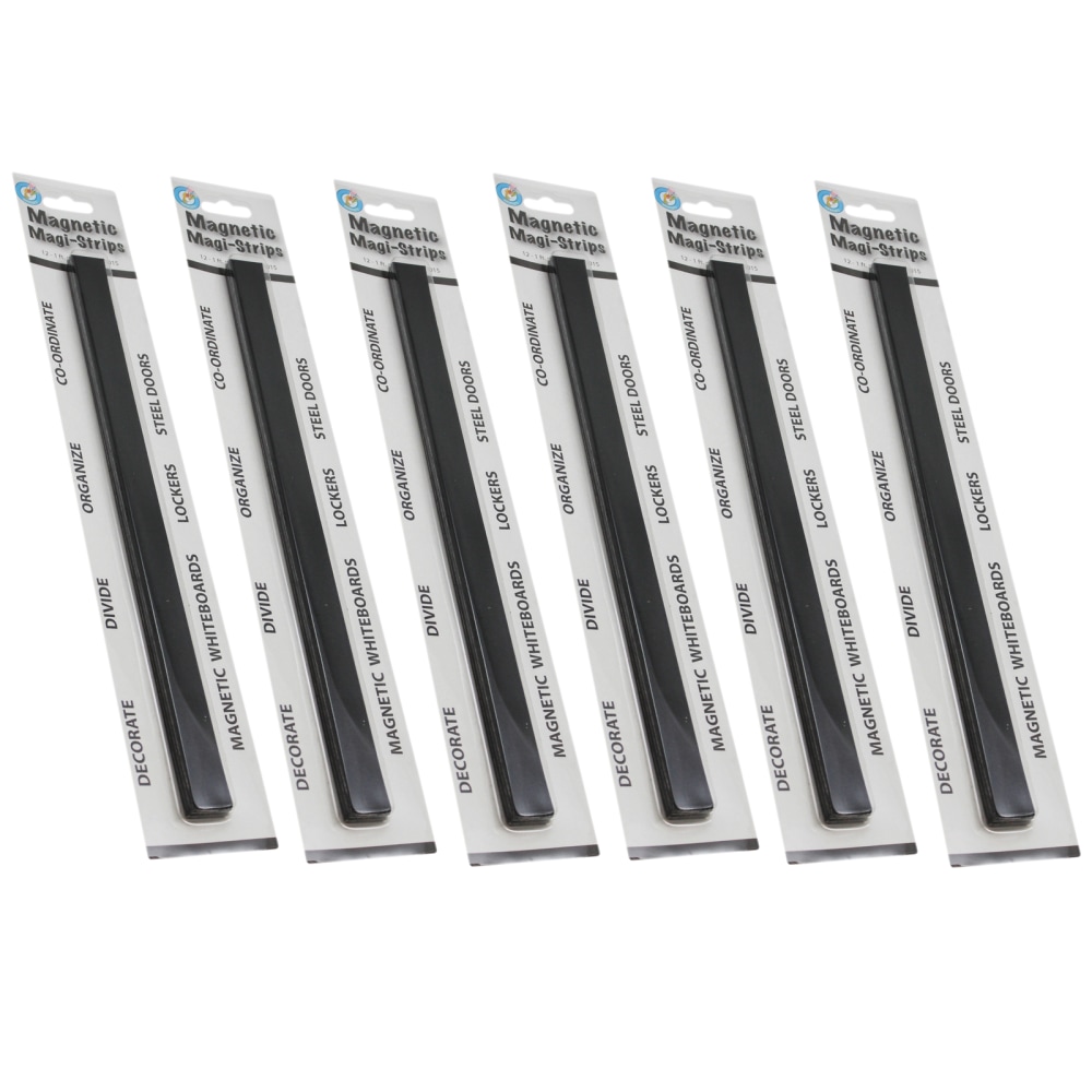Ashley Productions Magnetic Magi-Strips, 3/4in x 12', Black, 12 Strips Per Pack, Set Of 6 Packs MPN:ASH11015-6