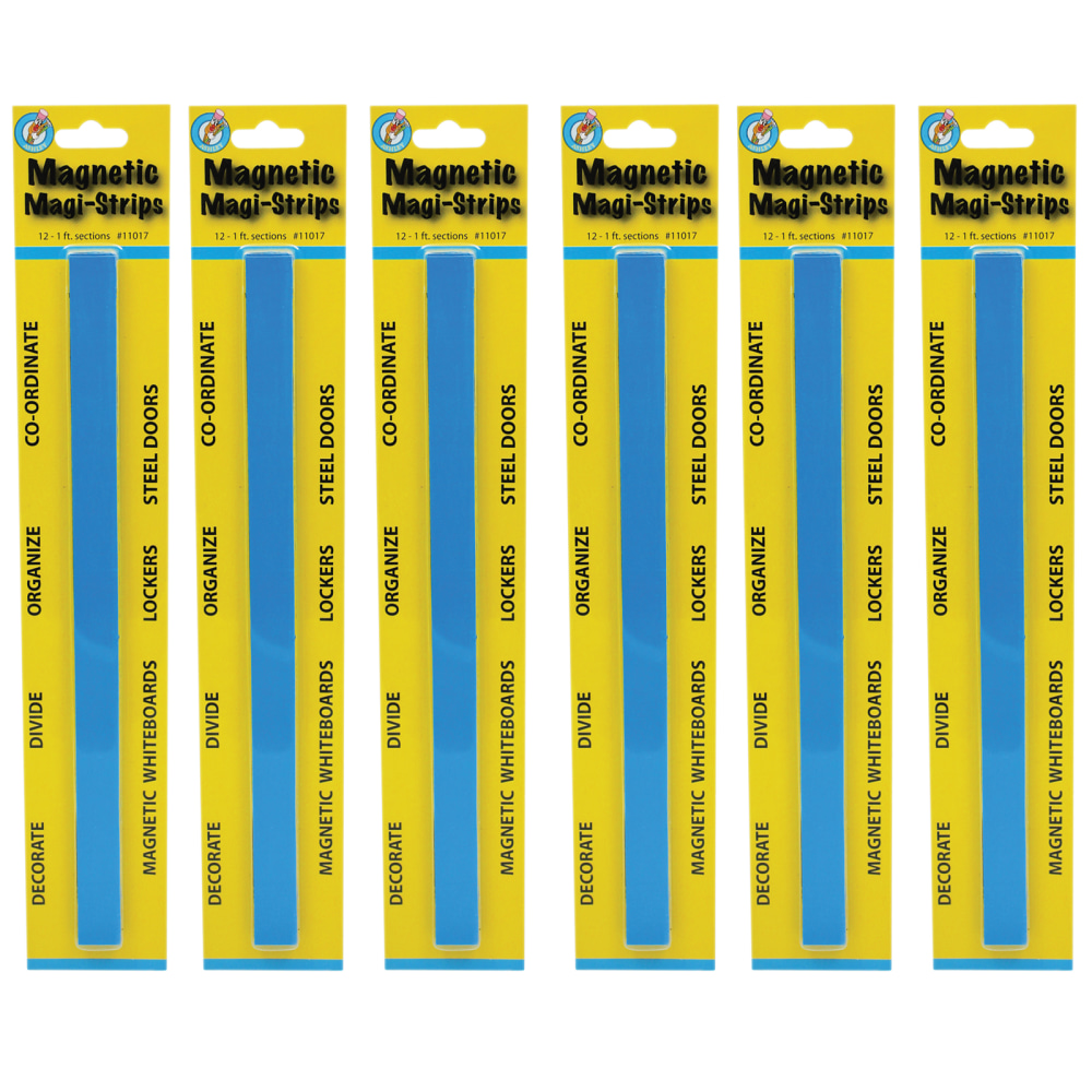 Ashley Productions Magnetic Magi-Strips, 3/4in x 12', Blue, 12 Strips Per Pack, Set Of 6 Packs MPN:ASH11017-6