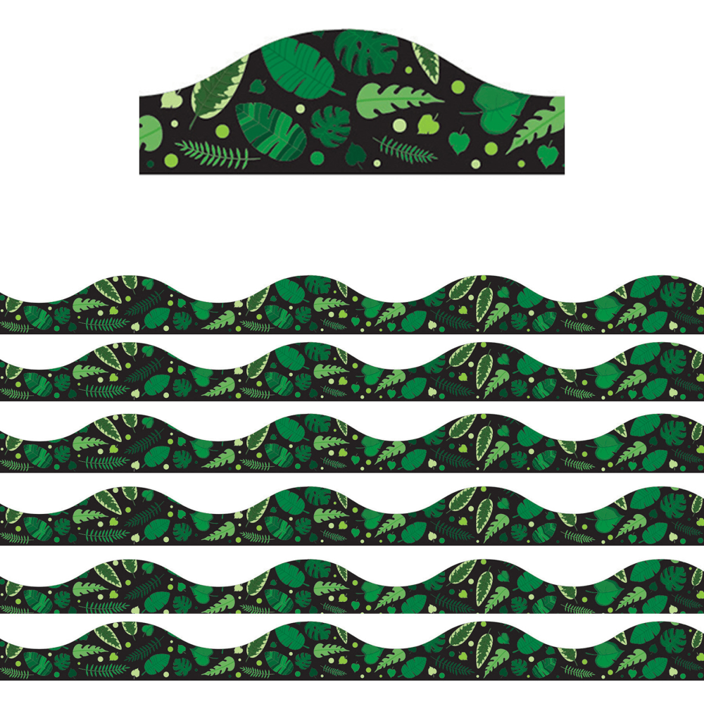 Ashley Productions Magnetic Scallop Border, Greenery On Black, 12ft Per Pack, Set Of 6 Packs MPN:ASH11431-6