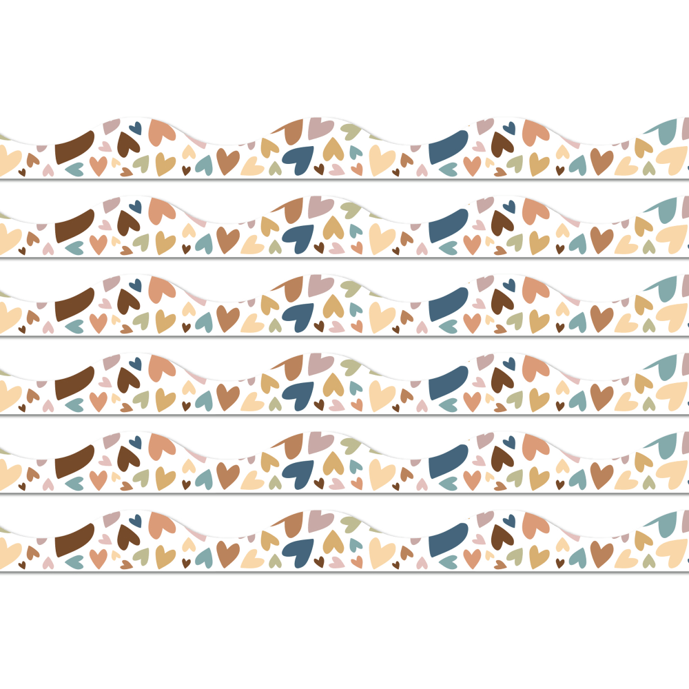 Ashley Productions Magnetic Scallop Borders, 12in x 1in, Everyone Is Welcome Hearts, 12 Borders Per Pack, Set Of 6 Packs MPN:ASH11432-6